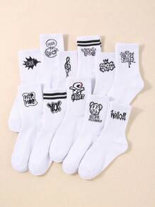 10双随机涂鸦印花儿童袜，速干透气，男女童均适用，媒体独家款 - 彩色 - 查看 5