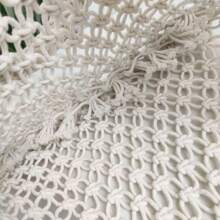 Women's Crochet Beach Bag Shoulder Bag Openwork Mesh Handmade Women's Summer Fashion Macramé Knitting With Fringe - 白色 - 查看 6