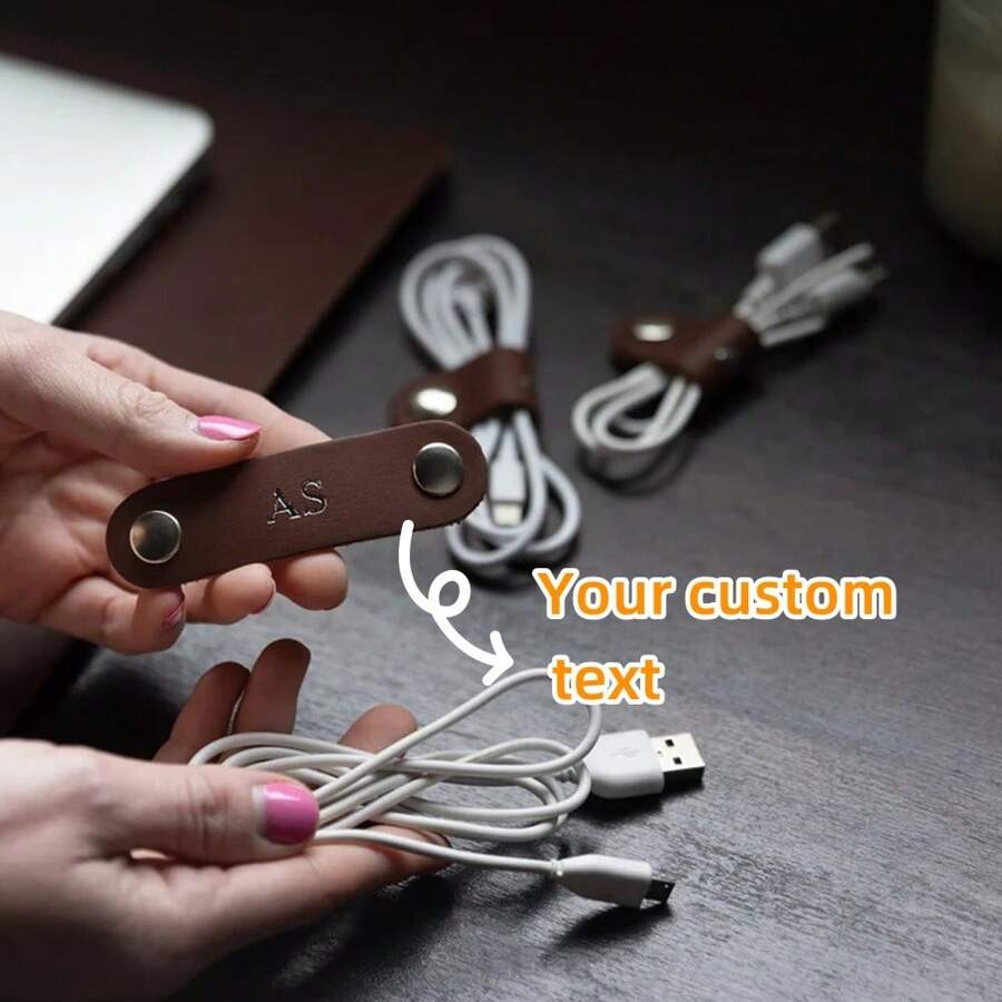 Customized Laser Engraved Personalized Leather Cord, Personalized Leather Rope, Monogram Cord Bag, Personalized Gift For Friends - Multicolor - View 1