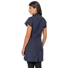 Women's Fitted Zipper  Beautician Tulip Lab Coat - Navy Blue - View 5