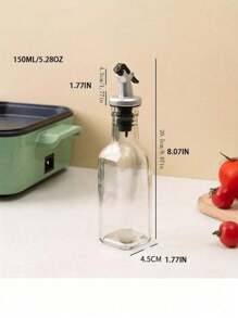 1pc Home Glass Oil Dispenser Bottle, Vinegar Liquid Seasoning Storage Container, Suitable For Cooking, Baking, Salad, Grilling, Kitchen Oil Dispenser Storage Container, Kitchen Utensils