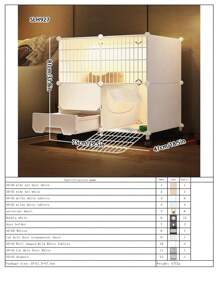 Enclosed Cat House With Litter Box, Full Apartment Style Indoor Cat Cage For Home Use, Free Space For Cats - Multicolor - View 18