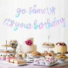 宝贝，生日快乐横幅，嘻哈主题闪亮生日快乐横幅，说唱主题生日快乐标牌，男女生日派对用品 - 金色 - 查看 8