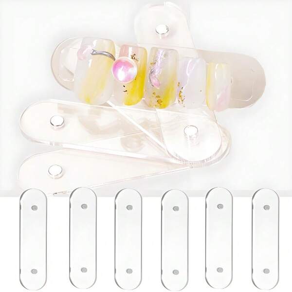 1/10pcs Magnetic Nail Display Plates, Reusable Nail Art Practice Tips, Press-On Fake Nail Colour Sample Holder, Manicure Tool With Unscented Attribute