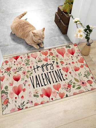 1ชิ้น พรมปูประตู 'พื้นสีเบจ บอลลูนสีแดง ดอกไม้ทั่วทั้งพื้น วันวาเลนไทน์' พรมปูใช้ภายใน พรมขนปูพื้น พรมปูประตูสร้างสรรค์ พรมตกแต่งทางเข้า ตกแต่งบ้าน พรมปูพื้นกันลื่น อุปกรณ์เสริมห้องนอน реквизит ถ่ายภาพ การตกแต่งภายนอก พรมขนปูพื้น พรมพื้นที่ ของขวัญ