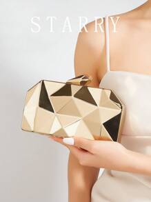 Bolso de noche elegante y lujoso con correa de cadena para mujer, diseño único, adecuado para llevar en el hombro, cruzado, de mano, brillante y encantador, con decoración de elegantes rhinestones, elegante bolso de embrague de metal para fiestas, bodas, cenas y banquetes, perfecto para mujeres, el mejor regalo para damas
