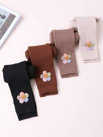 4 条女童纯色七分紧身裤，适合年轻女孩的紧身裤，适合所有季节