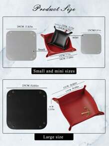 1pc Leather Jewelry Tray For Rings, Earrings And Bracelets; Storage Organizer For Nightstand And Dresser; Catchall Tray For Watch And Coin; Phone And Key Holder With Printed Gold English Words, Gift For Valentine's Day,Boho Vibes,For Holiday Beach, Bathroom Collection, Bedroom Collection, Large Capacity