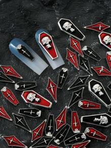 5Pcs Metal Grave Stone, Nail Art Jewelry Decor, Cross, Skull, Rhombus, Diy Classic Unique Creative Accessories Nail Supplies Nails Nail Charms Nail Gems