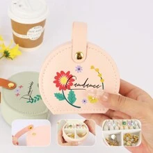 1pc Personalized Customized Jewelry Box, Bridesmaid Jewelry Box, Leather Jewelry Box, Bridesmaid Gift, Mouth Flower Gifts, Birthday Gift For Her - Multicolor - View 4