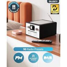 Internet Radio CD Player DAB+ Bluetooth Spotify Connect Podcasts FM Radio Dual Alarm 90 Presets Custom EQ Settings Full Colour LED Display Remote Control Black - 黑色1 - 查看 2