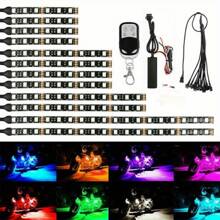 12Pcs Motorcycle RGB LED Neon Under Glow Lights Strip Kit - Black - View 1