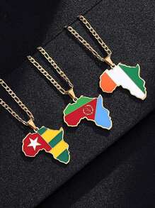1 pièce Collier Minimaliste Personnalisé avec Carte de l'Afrique, Convient pour le port quotidien des hommes. Le collier avec carte est un choix idéal comme cadeau pour les amis, montrant la qualité exquise et le style de conception européen et américain populaire pour les hommes. Un bijou indispensable pour les hommes