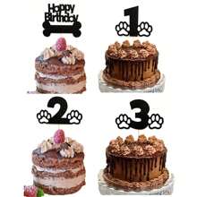 1 件蛋糕装饰 1 岁生日蛋糕装饰，狗狗 1 岁生日装饰 - 黑色 - 查看 1
