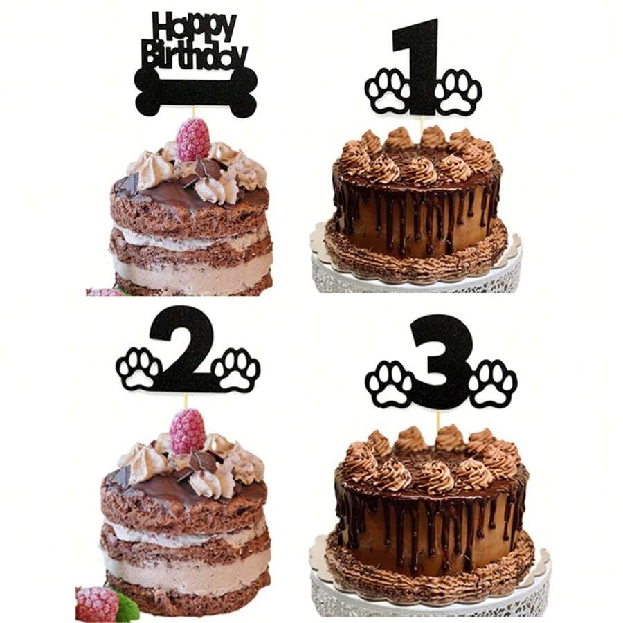 1 件蛋糕装饰 1 岁生日蛋糕装饰,狗狗 1 岁生日装饰 - 黑色 - 查看 1