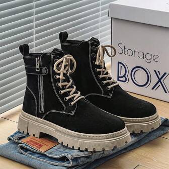 High-Top Plain Color Practical Simplistic Design Men's Casual Sports Shoes