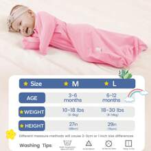 2 PCS Shark-Fin Transition Swaddle -  1.0 Tog Baby Sleep Sack Transitional Swaddle Baby Wearable Blanket With 2-Way Zipper For All Seasons - hoa hồng - Xem 3