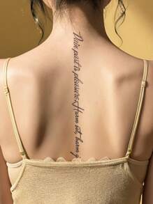1 Piece, Spine English, Temporary Tattoo Sticker, Sexy, Simple, Waterproof, Lasting For One To Two Weeks, Imitating Tattoo Color, Non Reflective, Suitable For The Back And Spine At Once