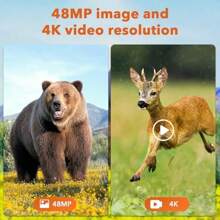 Solar Powered Wildlife Camera 48MP 4K 2500mAh Lithium Battery Rechargeable Trail Game Hunting Camera 0.1s Trigger Time 120° Detection Angle Night Vision Motion Activated - Green1 - View 4