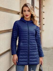 ZIAI ZIAI Women Solid Color Lightweight Long Hooded Winter Down Coat Casual Outdoor Autumn Winter Coat Women