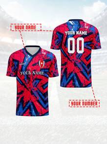 Camiseta de fútbol personalizada 2025, ligera y transpirable de 210g para primavera/verano, cuello en V, con nombre y número personalizados delante y detrás, casual para uso diario, fiestas y reuniones, ajustada