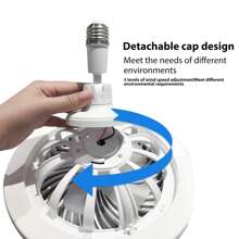 50W E27 螺丝入式吊扇带灯和遥控风扇灯可调光 3 色吊扇灯适用于卧室、客厅、厨房、餐厅、家居 - 白色 - 查看 5