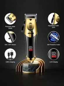 男士专业理发器 毛发修剪器 理发器套装 胡须修剪器 无绳理发 美容剪发套装 带 T 型刀片 零间隙可充电可调节理发机 修剪器 剃须刀 - 彩色 - 查看 7