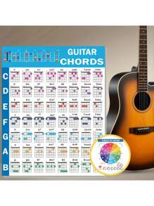 Póster de acordes de guitarra para principiantes: Hoja de trucos integral que combina el aprendizaje visual y la teoría musical, póster de acordes de guitarra para principiantes, gráfico de acordes de guitarra, emparejado con el círculo de quintas, gráfico de acordes de guitarra de teoría musical, memo de guitarra, accesorios para instrumentos, adecuado para principiantes y músicos, ayuda para el aprendizaje musical, ideal para dormitorio y decoración del hogar, póster educativo de música, regalo perfecto para amantes de la música, regalo de cumpleaños, regalo de San Valentín, regalo de Año Nuevo, regalo navideño - Multicolor - Ver 11