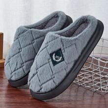 Zapatillas de casa de piel a cuadros para hombres, cómodas, de espuma de memoria EVA, zapatos ligeros y casuales, zapatillas de felpa cálidas y antideslizantes, talla grande, invierno - Marrón - Ver 8