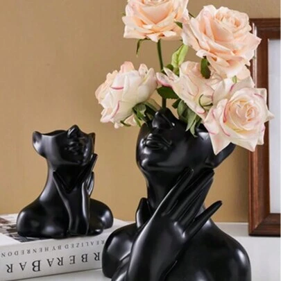 Christmas 1pc Artistic Human Figure Vase, Tabletop Decorative Flower Vase, No Power Or Battery Needed, Home Decor Accessory Home Decor Gift For New Year