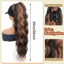 长款水波爪马尾接发黑棕高光金灰色 26 英寸耐热纤维合成马尾假发适合女孩女士派对日常佩戴 - 彩色 - 查看 18