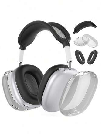 3 st/set AirPods Max skyddsfodral, Apple Max hörlursfodral, enfärgad mjukt silikon genomskinligt fodral