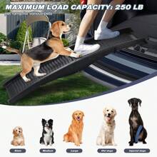 OYAJIA Extra Long 151cm Foldable Dog Ramps Large Dogs, Dog Ramp For Car With Non-Slip Rug Surface, Pet Ramp Stairs Portable,Portable Dog Steps For Medium & Large Dogs Up To 113kg Get Into A Car, SUV & Truck - Black - View 5