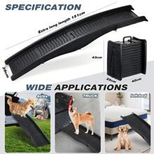 OYAJIA Extra Long 151cm Foldable Dog Ramps Large Dogs, Dog Ramp For Car With Non-Slip Rug Surface, Pet Ramp Stairs Portable,Portable Dog Steps For Medium & Large Dogs Up To 113kg Get Into A Car, SUV & Truck - Black - View 4