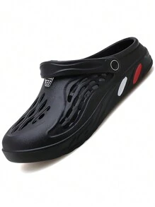 Men Slides Summer Hollow Sandals For Men Casual Outdoors Mesh Sandals Shoes For Men Non-Slip Thick Sole Beach Flip Flops Slippers - Black - View 4