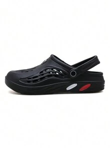 Men Slides Summer Hollow Sandals For Men Casual Outdoors Mesh Sandals Shoes For Men Non-Slip Thick Sole Beach Flip Flops Slippers - Black - View 5