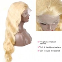 360 Lace Frontal Wig 613 Blonde Synthetic 13x4 Body Wave Lace Front Wig Pre Plucked Brazilian Lace Front Wigs For Women - 金髮 - 查看 4