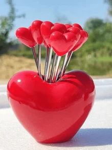 10 peças, Garfos de Frutas em Forma de Coração, Conjunto de Garfos de Bolo de Aço Inoxidável, Conjunto de Utensílios de Mesa para Lanches em Casa, Itens de Cozinha para o Lar, Lembrancinhas do Dia dos Namorados, Presentes do Dia das Mães, Suprimentos para Festa de Casamento, Cozinha, Presente de Natal, Materiais Escolares