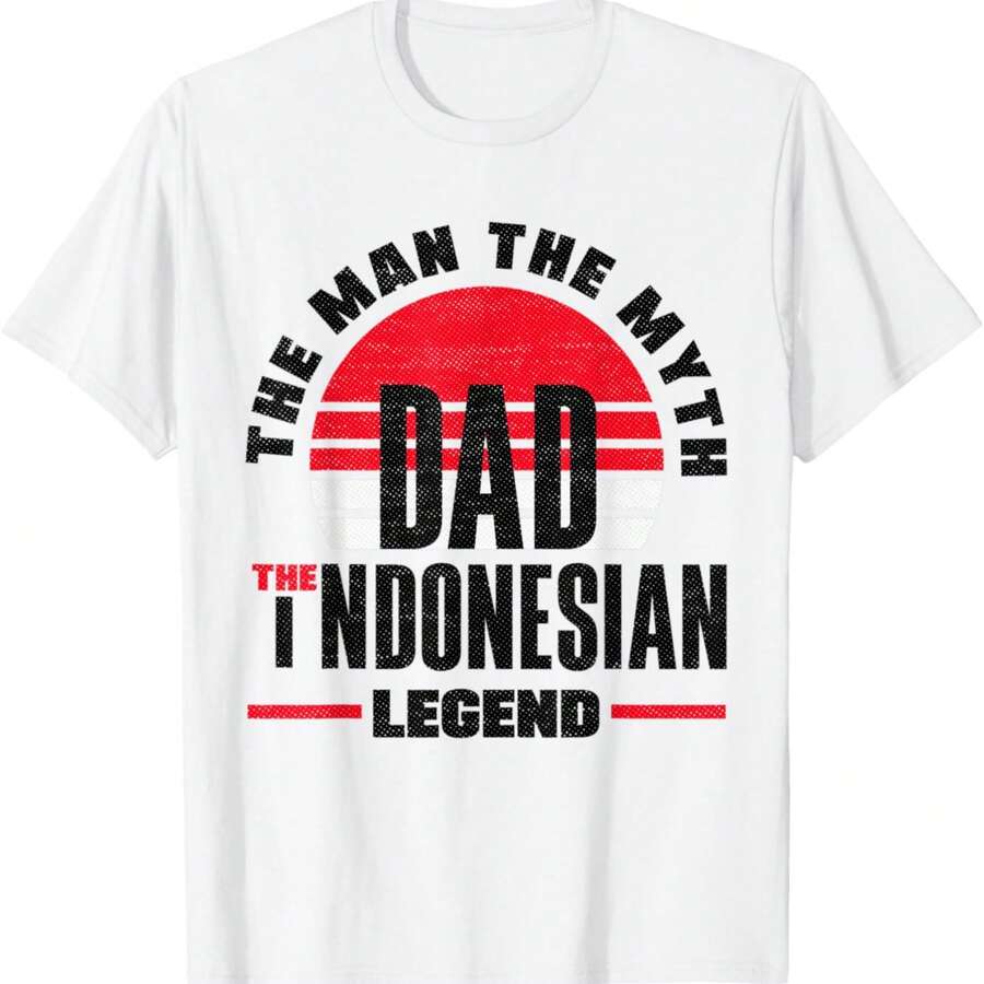 Indonesia Indonesian Indonesia Flag Fathers Day T-Shirt - White - View 1