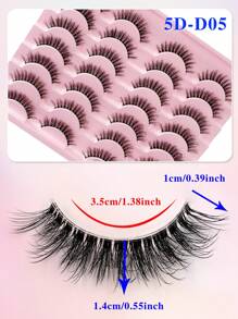ENCHUW 14 pares de pestañas postizas ENCHUW con banda transparente, pestañas naturales rizadas para maquillaje de fiesta, pestañas postizas de imitación de visón