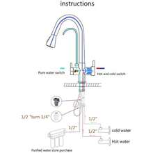3 Ways Taps Pure Water Filter Pull Down 360° Swl Dual Handle Brass Come Sink Mixer Taps No Filter Included - Chrome1 - View 6