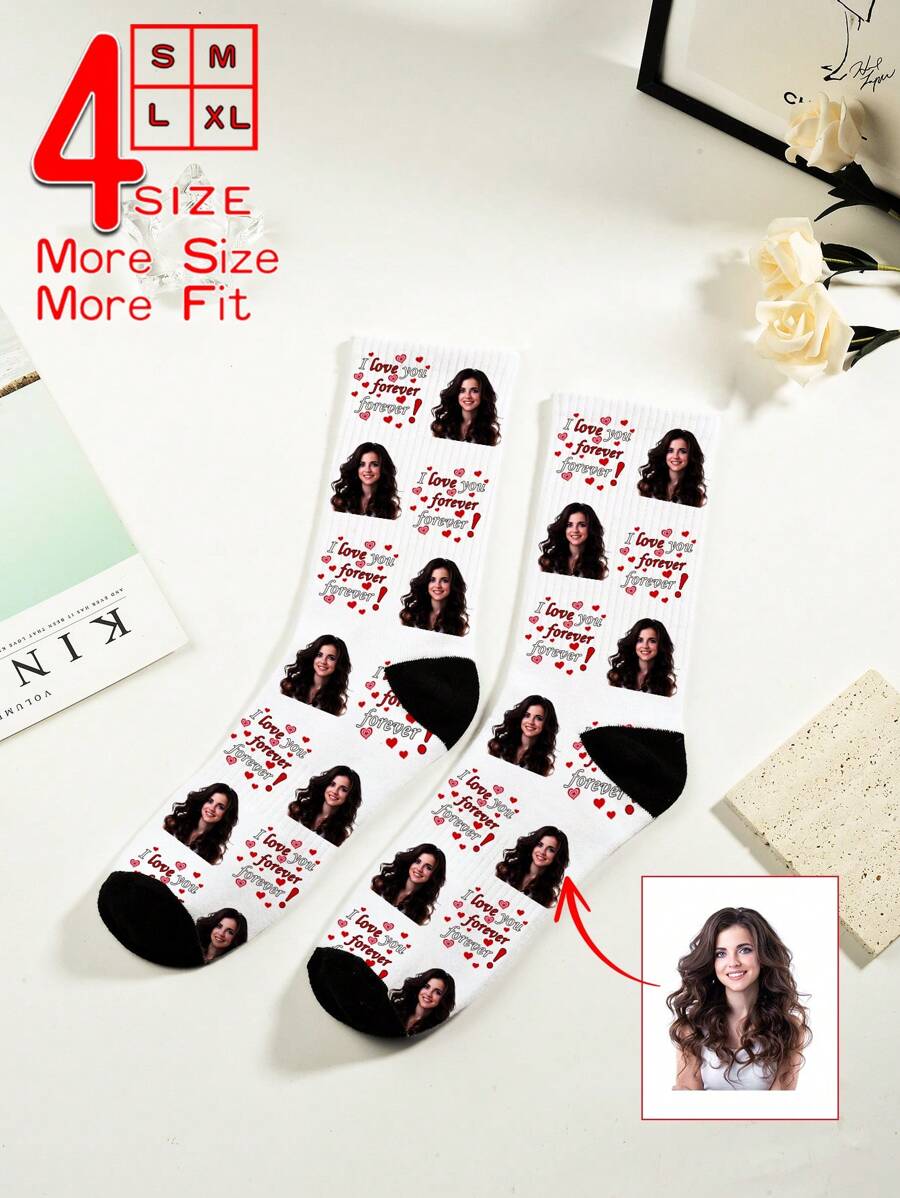 Custom Face Socks, Custom Photo Sock, Custom Printed Socks, Personalized Funny Face Socks, Custom Picture Socks, Put Any Face On The Socks - White - View 1