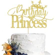 Birthday Princess Cake Hat, Glitter Crown Birthday Cake Hat For Birthday Party Decoration, Adults Party Decor/Dinner Party Cake Topper - Multicolor - View 2