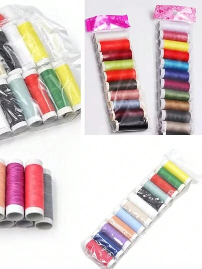 12pcs/Set 12 Colors Polyester Thread, Sewing Thread Spools, Handwork Craft Sewing Thread, Assorted Colors Random Delivery