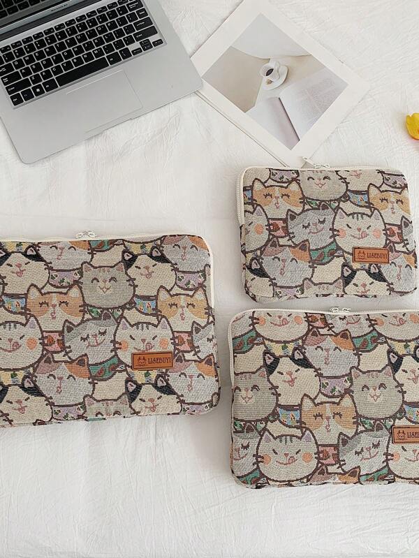 Bolsa para Tablet com Estampa Fofa de Rosto de Gato Grande, Bolsa para Computador 11"/14", Bolsa para iPad, Bolsa para Laptop com Impressão À Prova d'Água, Bolsa de Computador Portátil Pequena, Bolsa de Arquivo, Bolsa de Laptop 11 13 14 15,3 15,6", Bolsa de Desktop Portátil, Bolsa para Mac Book, Asus, Tablet 9-11", iPad Air 4 5 Pro 11, Mini 5 6, Capa para iPad à Prova de Choque