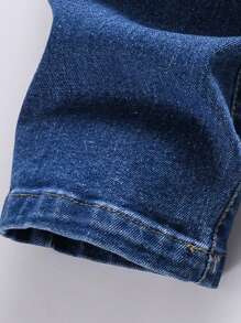 Young Boy Solid Color Elastic Casual Denim Jeans Pants, Spring