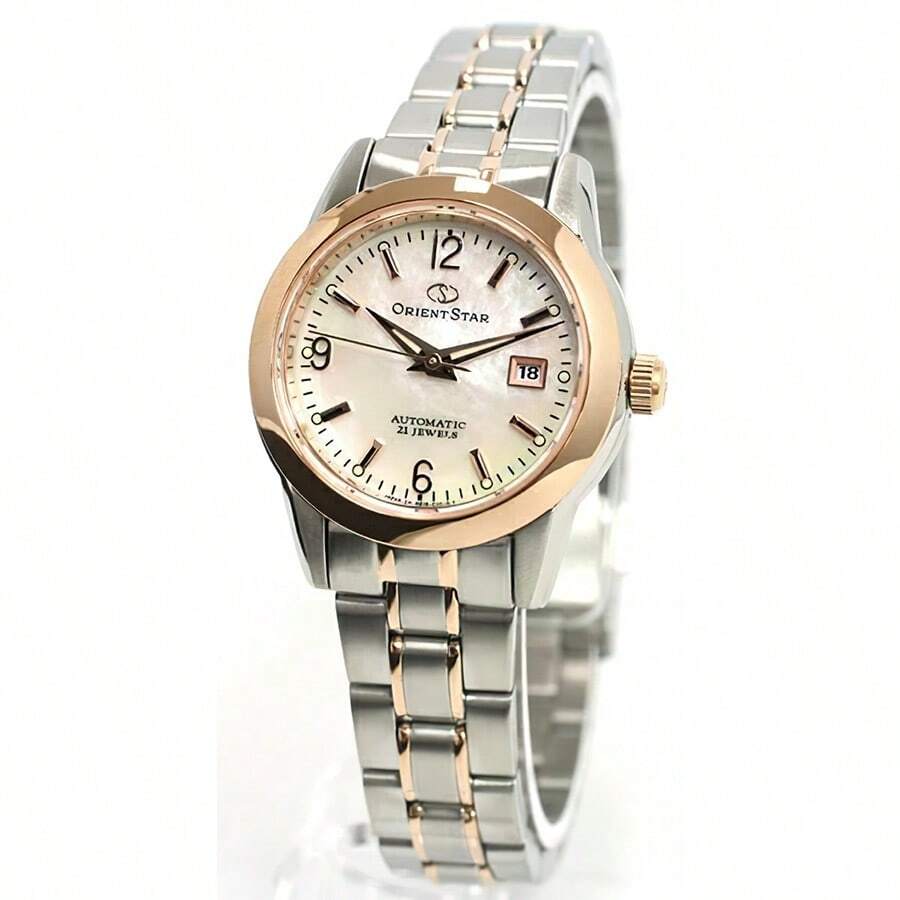 Japanese Oriental Double Lion Watch Women's Automatic Mechanical Women's Watch Small Dial Mother-Of-Pearl Oriental Star Watch Mother-Of-Pearl Digital Scale/Gold Steel Band WZ0401NR