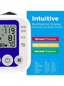 1pc Blood Pressure Monitor, Household Automatic Blood Pressure Measuring Instrument, Arm-Type Blood Pressure Monitor For Home Use, Neutral English Blood Pressure Monitor Battery Usage-This Tool Does Not Include Batteries!