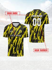 Personalizowana koszulka sportowa, jednoczęściowa męska koszulka treningowa z dekoltem w serek, z przodu i z tyłu nadruk nazwy, numeru, logo, wygodna, na co dzień, na imprezę, na spotkanie