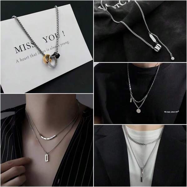 1pc Hip-Hop Pendant Collarbone Chain, Minimalist Accessory For Men/Women, Titanium Steel Sweater Chain